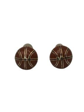 Basketball-Shaped Stud Earrings Gold Tone Sports-Inspired Jewelry For Fans Or At